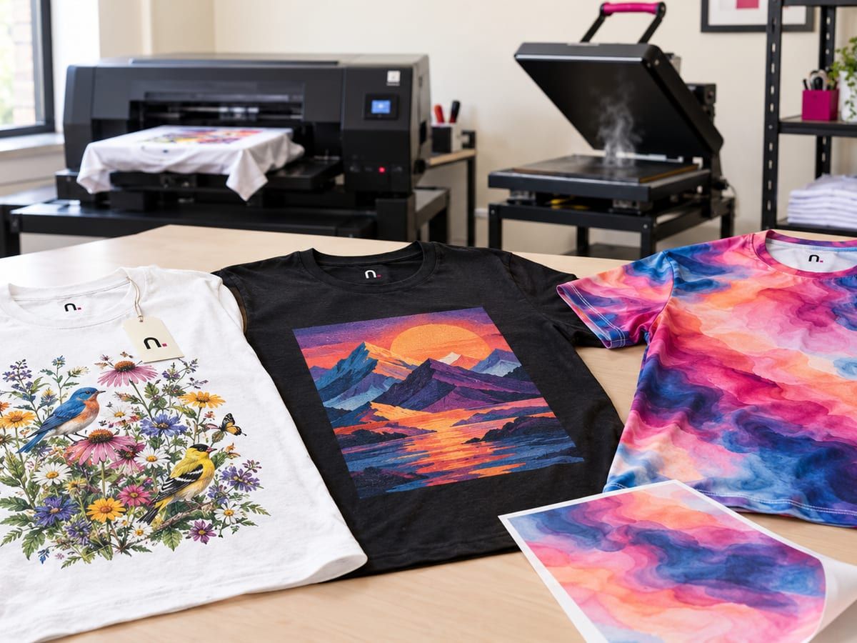 Tricouri personalizate nanoPrint printate DTF, DTG și prin sublimare, în atelier
